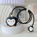 SKYCELL Charger Case Cover med Full Cable Protector 3D Cute Pattern Compatible för iPhone Charger Bara 18W & 20W iPhone 16, iPhone 13, iPhone 15, iPhone 14 (Black Penguin)