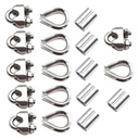304 Rostfritt ståltråd Rope Tillbehör Set M6 Cable Clamp Silver Thimble och Aluminium Brottslinga Loop för 1/4 tums Wire Rope Cable Thimbles Rigging