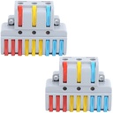 Wiring Cable Connector - 3 till 9 Inline Push-in Conductor Terminals - Spring Lock Lever för kabelanslutning - Wire Connector Terminal Block (2pcs, 3 till 9 Inline, Multi)