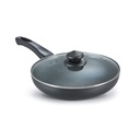 Prestige Non-Stick Omega Deluxe Granite Fry Pan med Lid | 26 Centimetre | Svart | Induktionsbas | 5 Layer Non-Stick Cookware | Dishwasher kompatibel