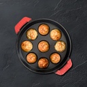 Pigeon Imperi Cast Iron Paniyaram/Appe Pan, 9 Pits, Free Silicone Grips, Pre-Seasoned,100% Toxin-Free, Naturally Nonstick, Paniyarakkal, Appam Patra, Paddu Maker, Strong & Durable, Gas & Induktion