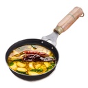 Indus Valley Pre-Seasoned Iron Tadka Pan med trähandtag | Mycket liten 12.7cm / 5 tum, 0.3Ltr, 0.4kg | Gas kompatibel | 100% ren och giftfri, ingen kemisk beläggning