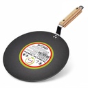 amicus Kitchen Premium Iron Tawa for Roti Chapati Concave Iron Tava with Wooden Handle 10 Inch 1.2 Kg Black Food Grade Smooth 100% Multipurpose Tawa