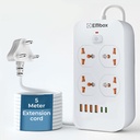 Embox Extension Board 5 Meter Cable with USB Type C | Extension Board with Switches Spike Guard 4 Universal Sockets Extension Cord | Safety Shutter LED Indicator-2500W