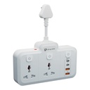 UltraProlink 6 i 1 Surge Extension Board | Enhetssäkerhet med ISI godkända tunga tullkabel-25cm6 Ports-2 Fast Charge Type-C (PD 20W), 2 USB-A Ports & 2 AC Sockets | 3 Power Switches | Made in India | UM1272