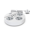 Goldmedal Zippo 1.5-Meter Extension Cord | 3 USB Charging Ports & Mobile Holder | Master Switch med indikator | 3 Universella Sockets | Kompatibel med alla enheter | för Home & Office | Vit