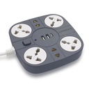 ADDMAX Extension Board med USB | 6 Power Sockets, 2 USB Ports + 1 Type-C Port | 10 Meter Heavy Duty Cord | 10A 220V Multi Plug Extension Cord | Fireproof Power Strip för Hem, Office & Laptop - Grå
