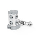 Goldmedal Turbomax 8+4 Power Strip | 8 Universal Sockets with Safety Shutter | 3A-USB & 1 USB-C Port | Master Switch med indikator | 2-meters Extension Cord for Home & Office | (vit)