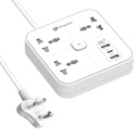 UltraProlink 6 i 1 Extension Board Power Strip Multi-Port | ISI Godkänd tung Duty Cable-2m | 6 Ports-1 Fast Charge Type-C (PD 20W) 2 USB-A Ports & 3 AC Sockets | Skär iPhones 50% i 30 min