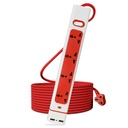 MX 4-Way Power Strip med Universal Sockets, Individuella Switches, 2 USB Charging Ports, Heavy Duty Surge Protector med Extension Cord, Multi Outlet Power Strip, Outlet Extender