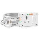 BITCORP 16A till 6A Power Extension Board Converter med 1 Socket 1 Switch, 2500W, 1 Meter 1,5mm Electric Cord för AC, kylskåp, EV Charger, Water Heater