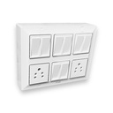 A1 LED 12-Module Silver Line Board with 8 Flat 10A Toggle 12 Way Switches and 2 10A Sockets - Modern Electrical Panel