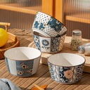 Japanska stil keramiska Snack Bowls-400ml, handgjorda blommiga och geometriska mönster, uppsättning av 4, (Random)