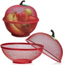 Hållbar Apple Shaped Fruit och Vegetable Basket med Mesh Cover för kök, Multi-Purpose Stand med skyddande Net Cover, idealisk för att lagra färska frukter och grönsaker