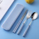 Home Cloud Premium Stainless Steel Cutlery Set of 3-Piece (Spoon, Fork, Chopsticks) Inklusive Travel Spoon Box - Utsökt Portable Tableware för anpassade gåvor (Blue)
