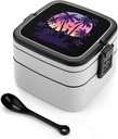 Palms And Seagulls Bento Box with 2 Compartments Adult Lunch Box Lunch Container for Meal Prep Work And Outdoors