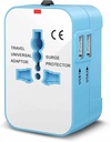 Rts High Speed Travel Essentials Wall Charger Dual USB Universal Travel Adapter International Allt i en världsomspännande Travel Multi Plug Adapter för USA EU UK AUS Cell Phone Laptop Smart Phone (Blue)