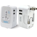 Ceptics Universal Japan Travel Adapter, 3 i 1 Indien till Japan Plug Adapter, Universal Travel Accessories 2 USB 2.4A, 100-250 Voltage Travel Charger, Universal Charger Adapter, White