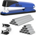 Metal Stapler Heavy Duty 50 Sheet Capacity with 1750 Staples and Staple Remover, Full Strip Staplers for Desk, No Jam, Non-Slip for Office & Classroom, Blue