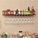 Organize Kitchen Wine Rack Wall Mounted, Rustic Metal Decor Wine Storage Holder Racks, Stemware Racks for Bar, Kitchen Dining, Cabinet, Brown/Commercial Cellars Clubs (Brown 120CM) (Brown 30CM)