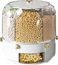 Grain Storage Container Rotatable Rice Dispenser Box 6 Grid Grain Dispenser 360 Degree Rotating Food Dispenser Cereal Dispenser Countertop for Beans Rice Grains(white)
