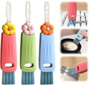 3PCS 3 in 1 Multi-Functional Cleaning Brush, Cup Lid Cleaning Brush with Soft & Hard Bristles, Portable, Suitable for Cups, Bottles & More, Multicolor