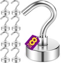 Magnetic Hooks for Cruise Cabins, 25 LB Neodymium Magnet Hooks, Strong Magnets with Hooks for Curtain, Towel, Grill, Locker, Cruise Magnetic Hooks, Mug Holders for Fridge, 8 Pack, Silver