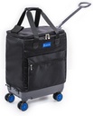 All-Purpose Roller Bag – Foldable Top-Opening Tote on Wheels with Zipper Closure, 8 Spinner Wheels, Lightweight – Travel, Groceries, Laundry, Work, Everyday Hauling - Patent - Blue