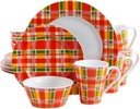 Multi-Plaid 16-Piece Dinnerware Set