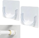Shower Rod Holder, 2 Packs Tension Curtain Rod Bracket No Drilling, Adhesive Shower Rod Retainer Shower Curtain Rod Holder | Shower Curtain Rod not Included Transparent