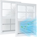 2 Pack 14"x21" Sliding Shed Windows, Chicken Coop Windows - White Flush Mount w/Removable Screen & Tempered Glass, Small Windows Suitable for Coops, Garages, Playhouses, Trailers