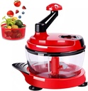 Multi-Functional Manual Food Processor,8 Cup Hand-powered Crank Chopper,Mincer Blender with Clear Container,for Vegetables Meat Fruits Nuts Herbs Onions (With Base)