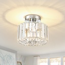 Semi Flush Mount Modern Chandelier, 8.89" Crystal Ceiling Light Fixture, Small Close to Ceiling Light for Hallway, Bathroom, Kitchen, Entryway,Chrome, 1 Light, SF004-1-CH