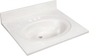 Design House Cultured Marble Vanity Top, 25 in W x 22 in D, Integrated 4 in Centerset Oval Sink & Backsplash, Ivory Swirl, 586313