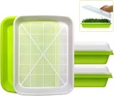 SUNPRO 2-Pack Seed Sprouter Tray BPA Free PP Soil-Free Big Capacity Healthy Wheatgrass Grower Sprouting Container Kit with Lid (2, Green)