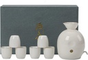 7 Pieces Sake Set, Chinese Retro High-Grade White Jade Ceramics Sake Cup Set, Elegant Design Best Gift for Family and Friends, with 6 Sake Cups, 1 Sake Pot Cups