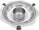 17in Stainless Steel Rotating Hot Pot with Lifting Drainage Basket for Families,Hot Pot Restaurants, Restaurants,Canteens,Silvery