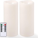 NURADA Large Outdoor Flameless Candles 10" x 4" - Waterproof LED Pillar Flickering Candle Battery Operated with Timer Remote Control for Patio Porch Lanterns Decor - Long Lasting Set of 2