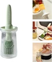 Oil Dispenser with Brush - Glass Olive Oil Dispenser for Kitchen, 3 IN 1 Oil Dispenser Bottle with Silicone Basting Brush for Cooking Vinegar Sauce BBQ Grill Frying (Green)