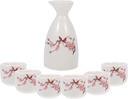 Japanese Style Sake Pot Set White Ceramic Sake Kettle for Serving Traditional Japanese Drinkware for Home and Entertaining