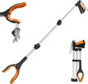 43" Extra Long Grabber Tool, Foldable Grabbers for Elderly Grab It Reaching Tool with Rotating Jaw +Magnets, 4" Wide Claw Opening Reacher Grabber Pickup Tool, Grabber Reacher Tool Heavy Duty