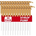 24 Pcs Gold Squirt Syrup Pump, Coffee Syrup Pump Dispenser Coffee Syrup Bottle 750ml 25.4oz Syrup Pump for Kitchen Dinning Bar Accessories