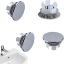 4 Pack Sink Basin Overflow Trim Ring Solid Brass Bathroom Sink Trim Overflow Cover Insert in Hole Round Caps, Double Layer Copper Solid Chrome