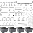 FRIMOONY Pegboard Hooks Assortment with Pegboard Bins, Peg Locks, for Organizing Various Tools, 80 Piece