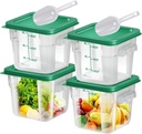 4 pcs 6qt Food Storage Containers with Lid, Square Clear Commercial Storage Containers with Handle and Scale for Food Storage in Home Kitchen & Dining (Green)