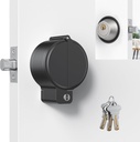AST Round Deadbolt Lockout Device, No Drill Install, Protect Keyhole, Toddler Proof Deadbolt Cover, Safety Lock for Doors, Door Secure, Home Security Reinforcement (Matte Black with Brass Keys)