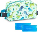 Choco Mocha Toddler Snack Containers Small insulated Snack Bag Kids Freezer Snacks Bags Small Cooler Bag for Kids, Preschool Insulated Lunch Bags, Dinosaur Green