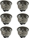 Stainless Steel Junior Duo Strainer Replacement Basket/Stopper for Bar and Prep Sinks Drains 6 Pack