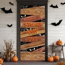 JOYIN Halloween Door Cover Decorations, Door Decor with Wooden Board Spider Web Design, Halloween Fabric Hanging Sign Home Party Supplies