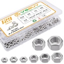129pcs SAE Hex Nuts Assortment Kit 8-32 10-24 10-32 1/4"-20 5/16"-18 3/8"-16 1/2"-13 5/8"-11, 304 Stainless Steel 18-8 External Hex nut Set